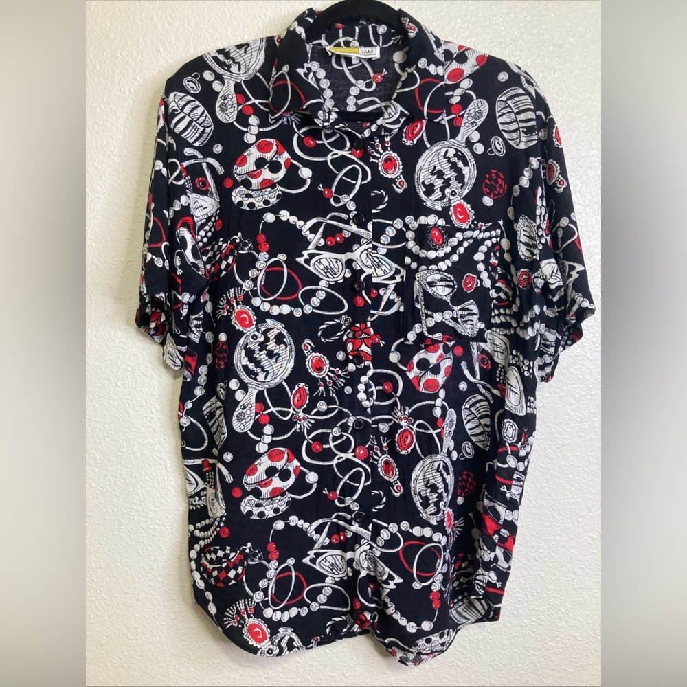 Vintage Traffic Jam Size L Shirt Button Up All Over Graphics 80’s Old Money
